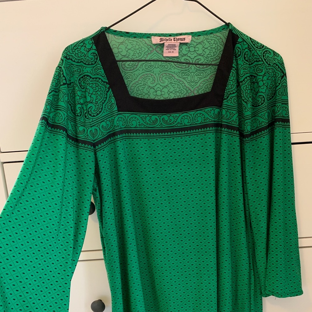 Michelle Thomas Green Flowy Shirt